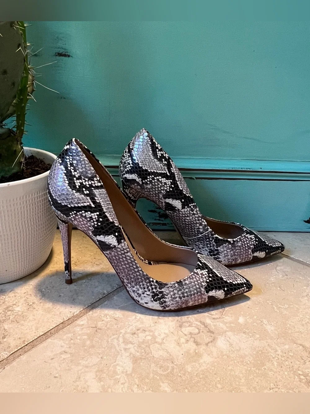 Aldo Iridescent Snake Print Pointed Toe Pumps w/ Stiletto Heel Women’s Size 8